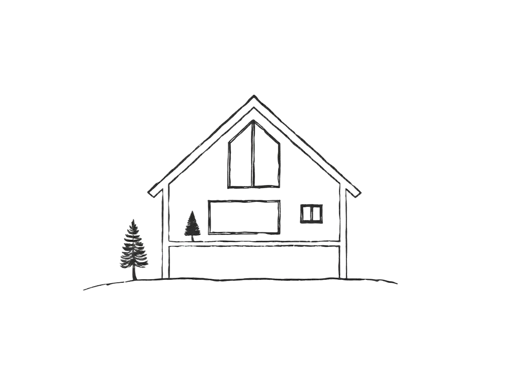 Illustration av ett hus i genomskärning